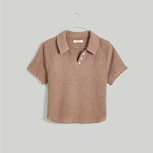 Madewell Crinkle Polo Crop Tee, size L